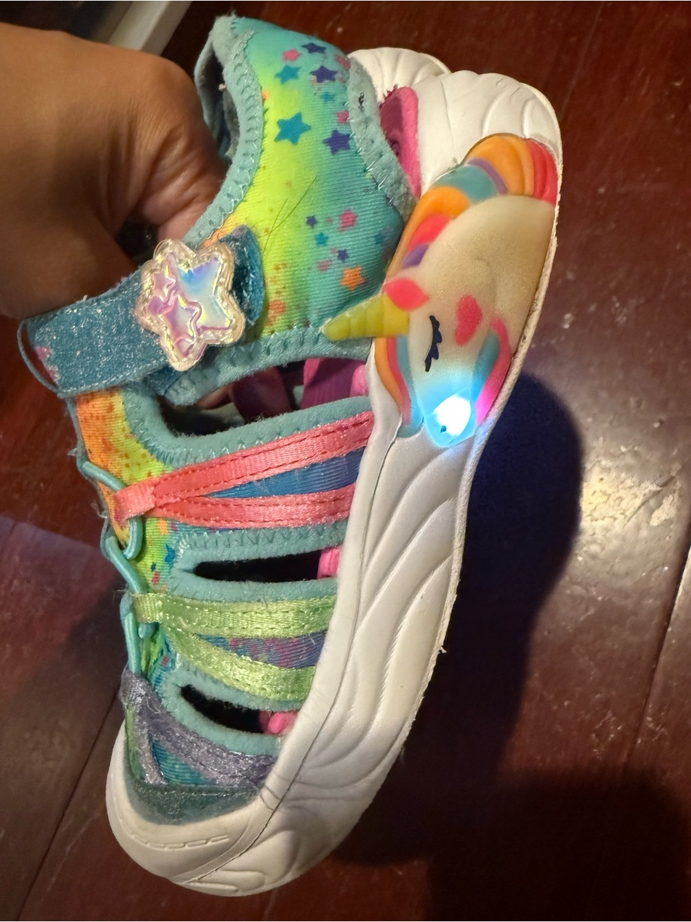 Skechers Kids Teal Multicolor Glitter Active Sandals